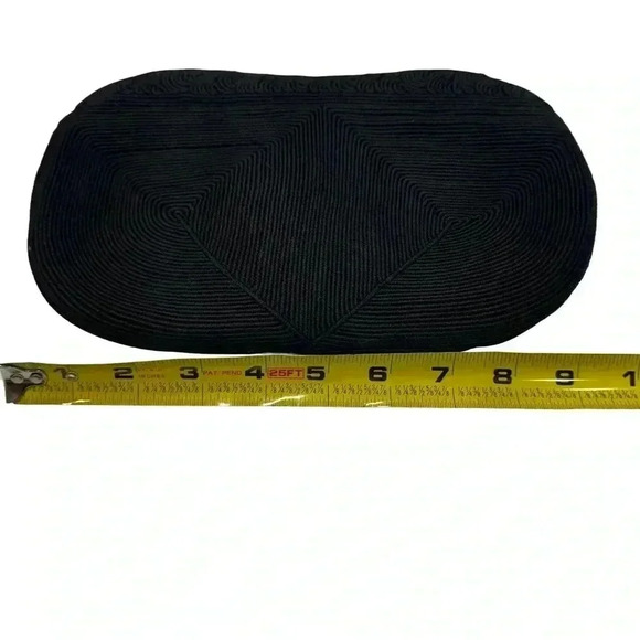 Vintage Laurel Corded Black Handbag Clutch Art Deco Design - Picture 1 of 10